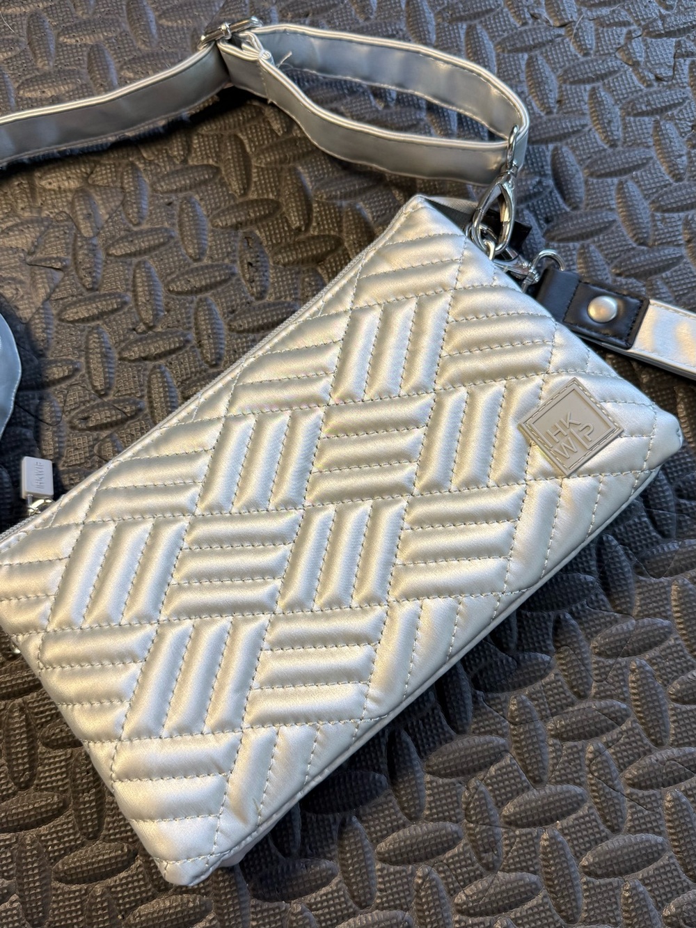 IHKWIP Metallic Silver Triple Entry Quilted Crossbody Bag & Wristlet